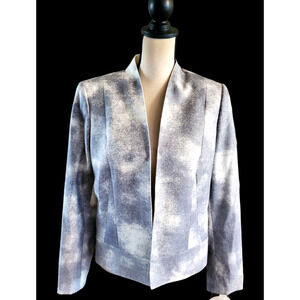 TAHARI Arthur S Levine Gray & Cream Open Front Fitted Short Jacket Sz 10